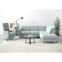 Ecksofa SIT & MORE "Grenoble L-Form mit Federkern", blau (aqua), B:247cm H:85cm T:222cm, Sofas, wahlweise mit Bettfunktion, Bettkasten, Arm- und Kopfteilverstellung