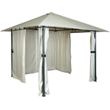 MCW Pergola MCW-J63, Garten Pavillon Terrassenüberdachung mit Seitenwand, 3x3m creme-beige