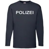 Urban Backwoods Langarmshirt Polizei Langarm T-Shirt Party Spaß Kostüm Fasching Karneval (1-tlg) Verkleidung Fastnacht Fassenacht Faschings-Shirt Helau blau 3XL