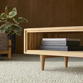 Tikamoon Couchtisch Beige Teak 120 x 50 cm