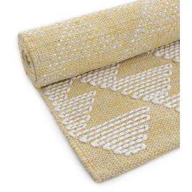 carpetfine Teppich CARPETFINE "Kelim Durry, auch als Läufer", gelb, B:200cm H:5mm L:290cm, Baumwolle, Teppiche, Teppich, geometrisch, Hoch-Tief Effekt, handgewebt, reine Baumwolle, Fleckerl