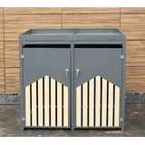 Westmann Stahl Mülltonnenbox für 2 Mülltonnen 240 Liter | Anthrazit | 84x134x125 cm - Anthrazit