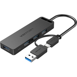 Vention USB 3.0 Hub with 4 Ports USB-C and USB 3.0 USB-Hubs + Type-C 5000 Mbit/s Schwarz