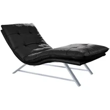 W.Schillig Relaxliege daily dreams Leder 75 x 91 x 170 cm schwarz mit Kissen