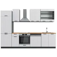 Vicco Küchenzeile Fame-Line, 300 cm, AP Eiche, Weiß Landhaus/Anthrazit