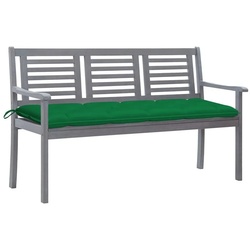 vidaXL Gartenbank 3-Sitzer-Gartenbank mit Auflage 150 cm Grau Eukalyptusholz (1-St) grün