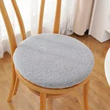 Sitzkissen Rund 35cm 2er-Set, 4 cm Dicke Sitzkissen Stuhl mit rutschfest Waschbar Bezug, Stuhlkissen mit Reißverschluss, Weich & Bequem Chair Cushion für Indoor Esszimmer Küche Outdoor Garten, Grau