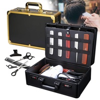 Friseurkoffer, Werkzeugtasche Friseursalon Stylist Werkzeug Barber Tragetasche Haarschneider Organizer Box mit Schloss für Werkzeugaufbewahrung Display (Schwarz)