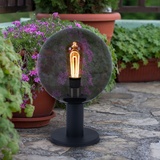 GLOBO Wegeleuchte Außen anthrazit Sockelleuchte Gartenlampe rauchfarben, IP44 Spritzwasserfest, Glaskugel Rauchoptik, 1x E27 Fassung, DxH 25x38 cm