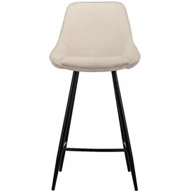 vente-unique Vente-unique-Barhocker 2er-Set - Cord & schwarzes Metall - Cremefarben - MASURIE