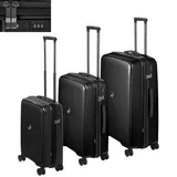 Reisekoffer mit 4 Rollen Koffer Set Trolley schwarz Hartschalen 3tlg. TSA Schloß