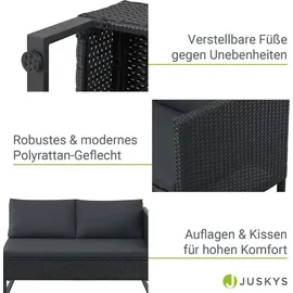 Juskys Polyrattan Lounge Santorini - Outdoor Sitzecke mit Beistelltisch & Auflagenbox - Schwarz