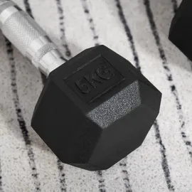 Homcom Hexagon Hanteln Gusseisen Kurzhantelset 2 x 5 kg schwarz