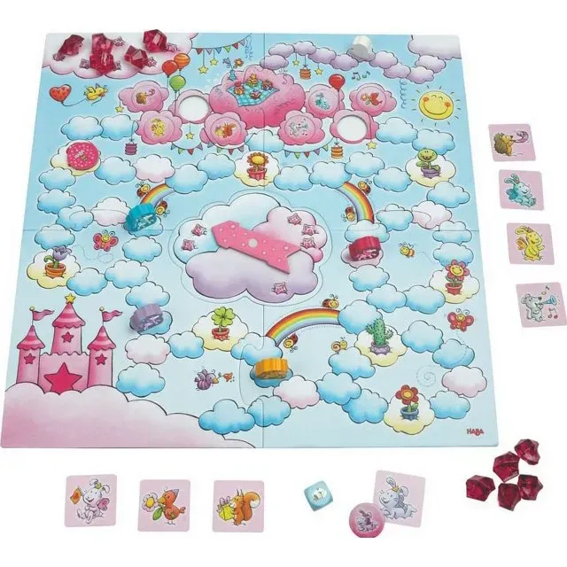 Haba Einhorn Glitterluck Kinderspiel Brettspiel - ab 4 Jahre, 2-5 Spieler, mehrfarbig, Holz - Mit Würfel, Drehpfeil, Einhörner