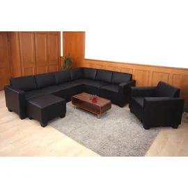 Mendler Modular Sofa-System Couch-Garnitur Lyon 6-2, Kunstleder ~ schwarz