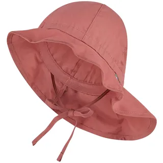 Sterntaler Sonnenhut - Unisex Sommerhut - UV-Schutz 50+ Mütze mit breiter Krempe und Größenregulierung - Nackenschutz - Bindebänder - Baby Kinder Kopfbedeckung aus Popeline (Bio) - Rosenholz,Größe 45