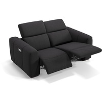 Stoff Sofa MILLESIMO + Sitzheizung Couch Relaxsofa - Schwarz