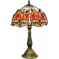 Hobaca® Vintage Tiffany Tischlampen Libelle 12 Zoll, Tiffany Tischlampe Antik Original, Glasmalerei Lampen Schlafzimmer Nacht Lampenschirme Wohnzimmer