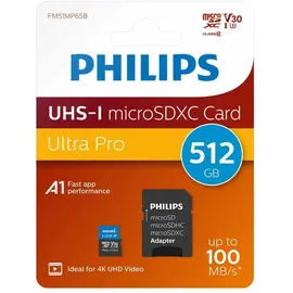 Philips MicroSDXC Card 512GB Class 10 UHS-I U3 incl. Adapter