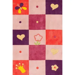 Kinderteppich BÖING CARPET "Kids 1366" Gr. 2, bunt (lila, bunt), B:80cm H:10mm L:150cm, Polyacryl, Teppiche, Konturenschnitt, Kinderzimmer