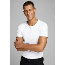 T-Shirt »JJEBASIC mit schmaler Passform für jeden Tag«, unifarben, modisch, schmal, Baumwollmischung, Rundhals, Gr. XXL, optical white, , 58158814-XXL