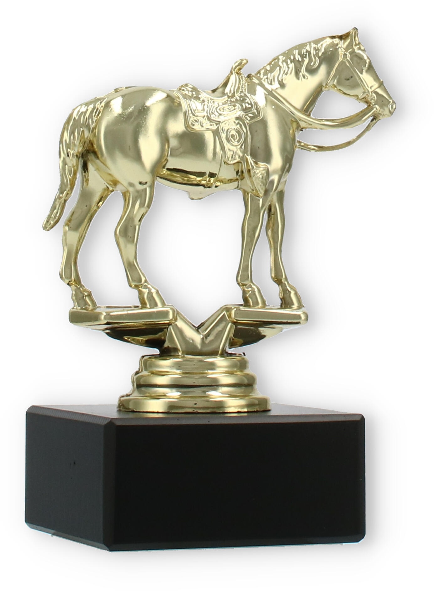 Pokal Kunststofffigur Westernreiten gold auf schwarzem Marmorsockel 12,3cm