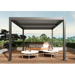 Pergola MCW-L46, Gartenpavillon Lamellen-Pavillon, 10cm-Aluminium-Gestell, Regenrinne sturmfest, 3x4m ~ anthrazit