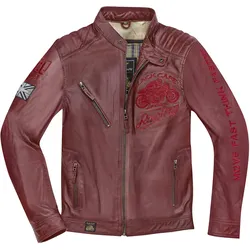 Black-Cafe London Istanbul Motorrad Lederjacke, rot, Größe 48 für Männer
