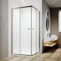 EMKE Duschkabine 90x90cm Eckeinstieg Duschabtrennung Falttür Dusche Glas Schiebetür Duschtür Komplettdusche Eckeinstieg Duschkabine 185cm