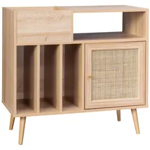 sweeek Schallplattenschrank mit Rohrgeflecht und Holzdekor - Sweeek