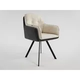 Magnolia Home Esszimmerstuhl Esszimmerstuhl Design Küchenstuhl Isa Kunstleder creme Metallbeine