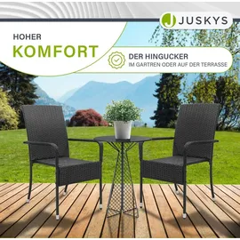 Juskys Yoro Polyrattan Gartenstuhl Schwarz 4 St.