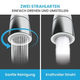 Bächlein Universal Wasserhahn-Aufsatz in Chrom mit zwei Strahlarten - Drehbarer Wasserhahn-Luftsprudler für Küchenarmaturen
