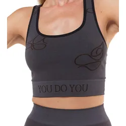 YOU DO YOU Damen Sport-BH Sport-Bustier nahtloses Sport-Oberteil Yoga-BH 904921 Grau - XS