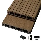 Woodstore24 Terrassendielen WPC Diele Komplettset WoodoRhodos (20 x 120 mm, Länge: 2,4 m) Braun (Braun, 16 m2)