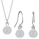 Elli Schmuckset Kugel Kristalle 925 Sterling Silber