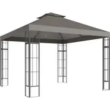Outsunny - Pavillon mit Doppeldach, ca. 3x3 m Wasserabweisend Stabil Winterfest Gartenpavillon mit UV-Schutz Partyzelt aus Metall, für Garten,