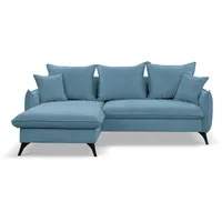 WERK2 Ecksofa »Modica L-Form«, Minimalistisches Ecksofa mit Schlaffunktion & Bettkasten, blau