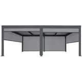 MCW Alu Pergola MCW-L41 mit 6x Seitenwand, Lamellen-Pavillon, stabiles 8cm-Metall-Gestell 3x6m ~ anthrazit