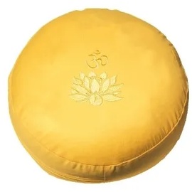 Saraswati Meditationskissen mit Dinkelfüllung und Stickerei Lotus Om goldgelb