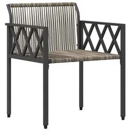 vidaXL Gartenmöbel-Set 3 Stk. Grau und Marineblau Poly-Rattan
