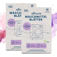 oecolife Waschmittel Blätter, 2x 60 Waschladungen, Vollwaschmittel Made in EU, Waschmittelsteifen für Weiß- und Buntwäsche, wasserlöslich, biologisch abbaubar, nachhaltig, Waschstreifen, Waschblätter