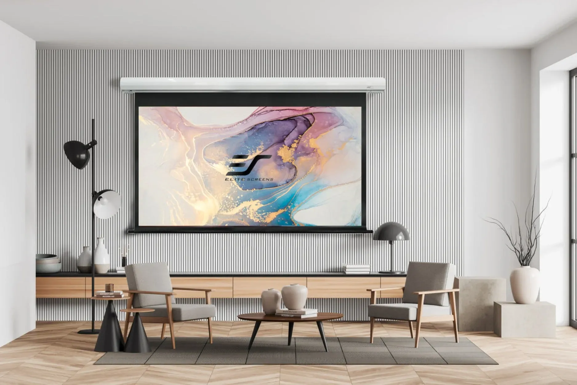 Saker Premium – Motor Leinwände-Elite screens Motorised screens for projectors, electric projection screen, Saker , Elektrische Beamer Leinwand-Elite Screens, Beamer Leinwand, Projektionsleinwand, Heimkino MaxWhite FG / Klassisch (4:3) / 100