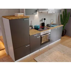 Respekta Küchenzeile Malia 270 cm grau/weiß