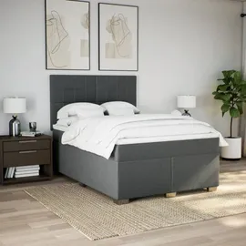 vidaXL Boxspringbett 140 x 200 cm Dunkelgrau