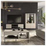 Lomadox Wohnwand mit Couchtisch in kaschmir matt SALOU-131 modern 3-teilig mit Rillenoptik