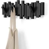 Wandgarderobe Mit 5 Klapphaken, Schwarz