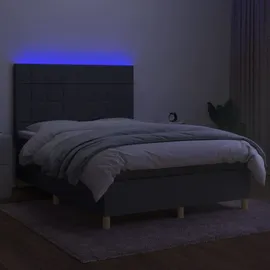 vidaXL Boxspringbett 140 x 200 cm Dunkelgrau