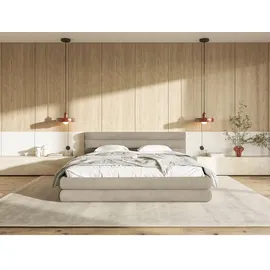 Selsey Polsterbett mit Bettkasten – beige ¦ Maße (cm): B: 200 H: 90