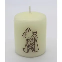 Kopschitz Kerzen Kerze stilisierte Krippe, christliche Weihnachtskerze, 6 x 5 cm